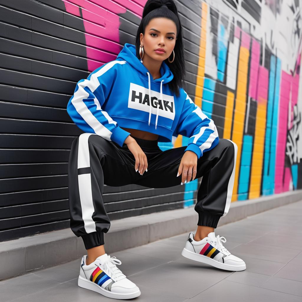 Edgy Sporty Outfit in Street Art Style