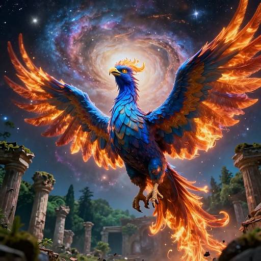 Majestic Phoenix Ascending Through Time
