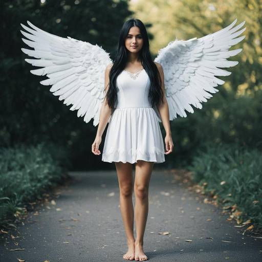 Enchanting Angel in White Wings Costume