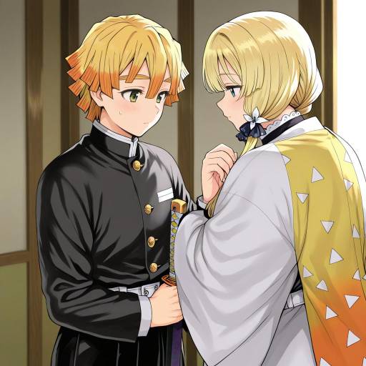 Illustration of Agatsuma zenitsu, kimetsu no yaiba in the style of Tsurui