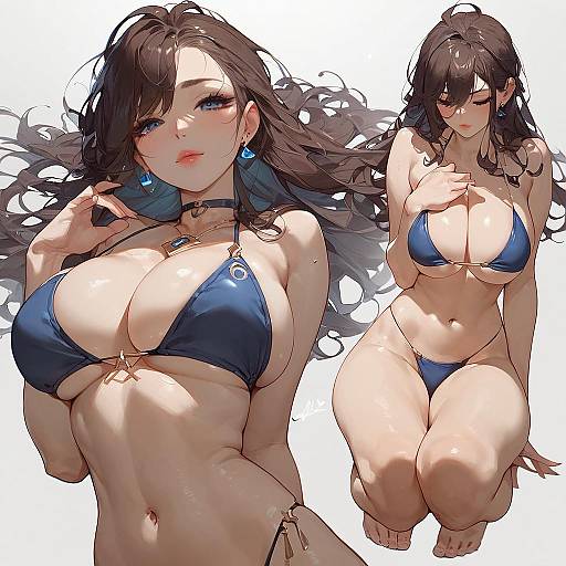 Anime Girl in Bikini - Multiple Views