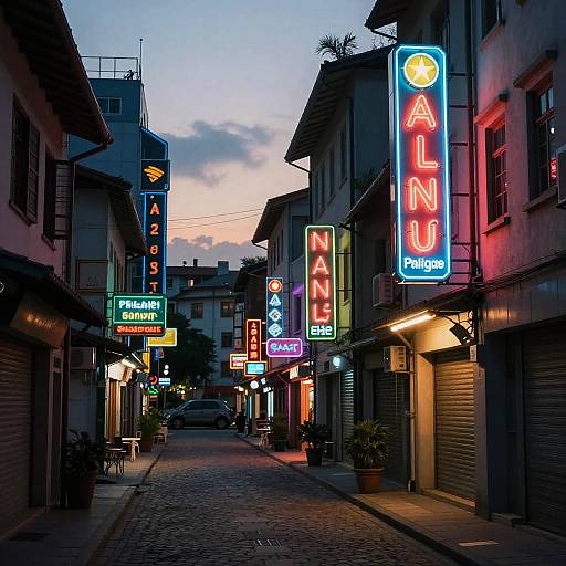 Pale Cityscape Twilight Neon Glow