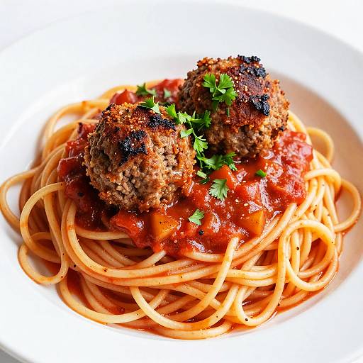 Close-Up Spaghetti with Meatballs
