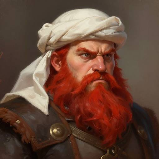Grumpy Viking with Arab Turban Portrait