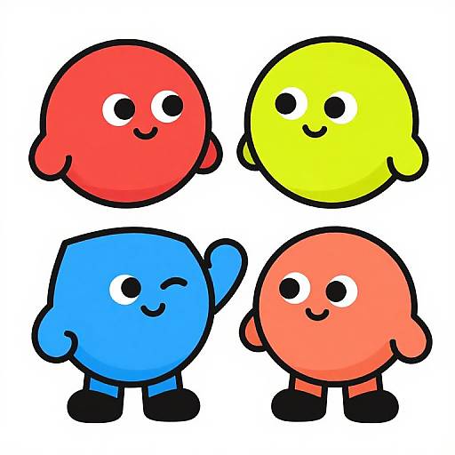 Bright Simplistic Cartoon Characters