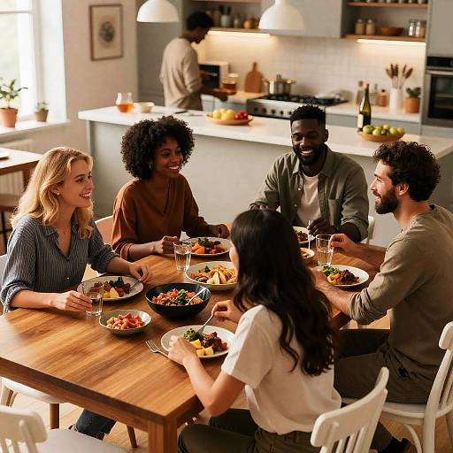 Warm Gathering at a Dining Table