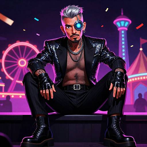 Neon Carnival Cybernetic Nightclub DJ