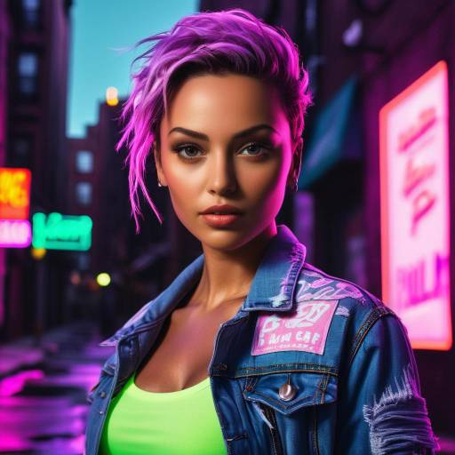 Dynamic Street Artist in Neon Alley