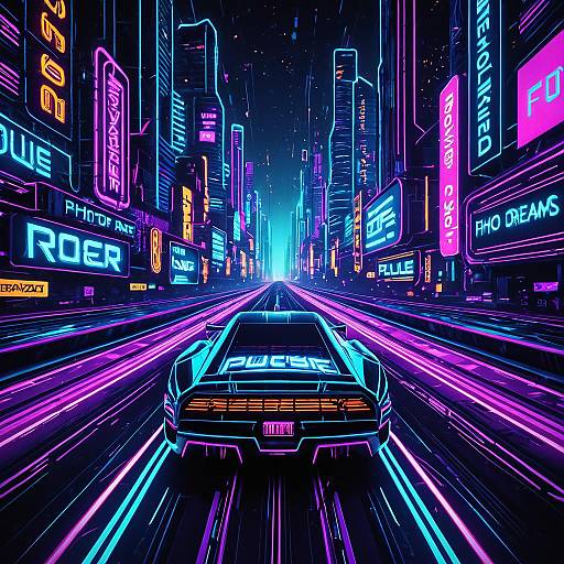 Neon Racer in Futuristic Cyber City