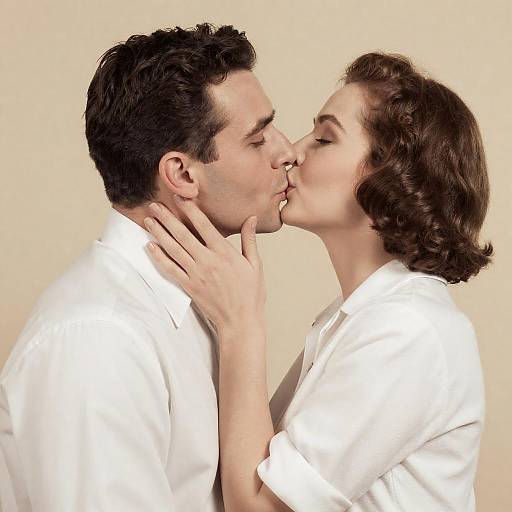 1950s Couple Kissing Retro Photograph