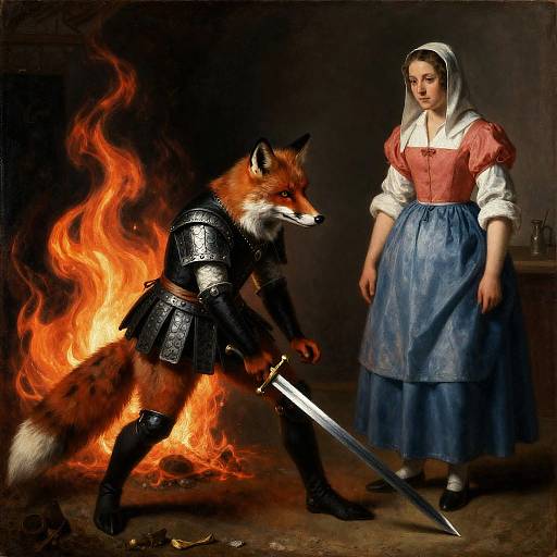 Fox Blacksmith Forging Sword Artwork