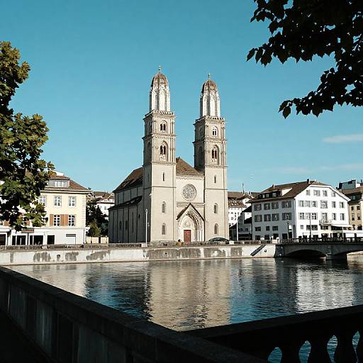 Fraumünster Church by Limmat River