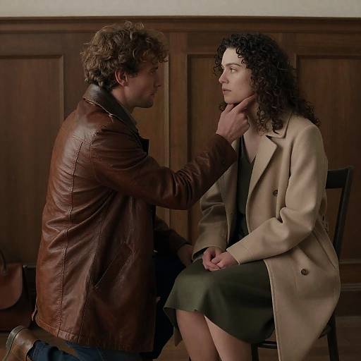 Intense Moment in a Wooden Room