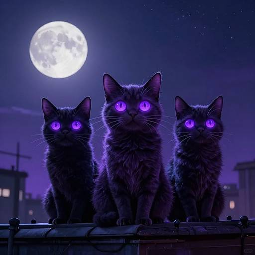 Whimsical Three-Eyed Cat on Rooftop