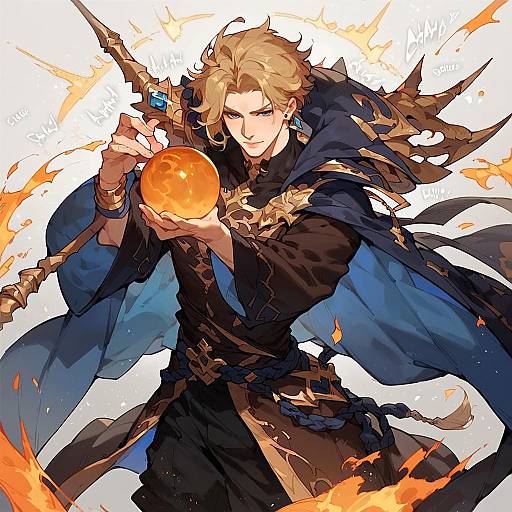 Dark Fantasy Mage with Fireball