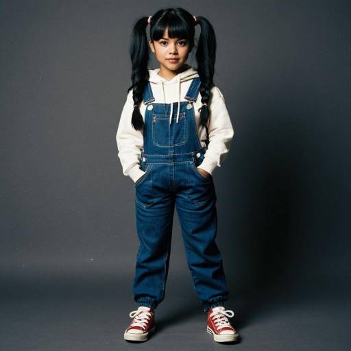 Young Girl in Overalls and Hoodie