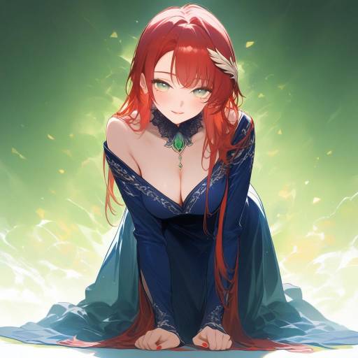 Graceful Woman with Fiery Red Hair