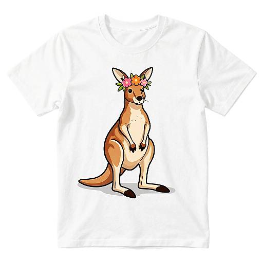Whimsical Kangaroo with Floral Crown