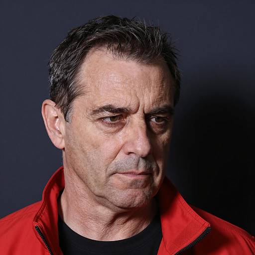 Serious Man in Red Jacket Portrait