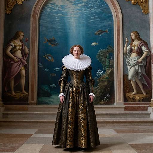 Renaissance Woman in Surreal Church