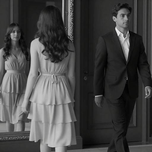 Black-and-White Formal Couple in Elegant Interior