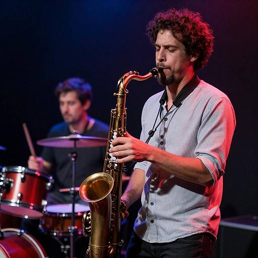Live Jazz Band in Red-Blue Lights