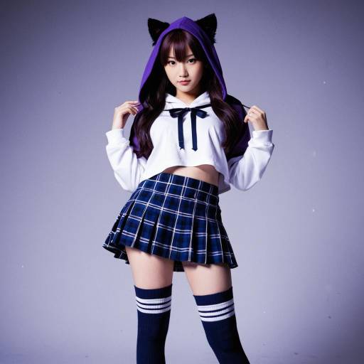 Young Woman in Kyoko Kirisaki Black Cat Cosplay Outfit