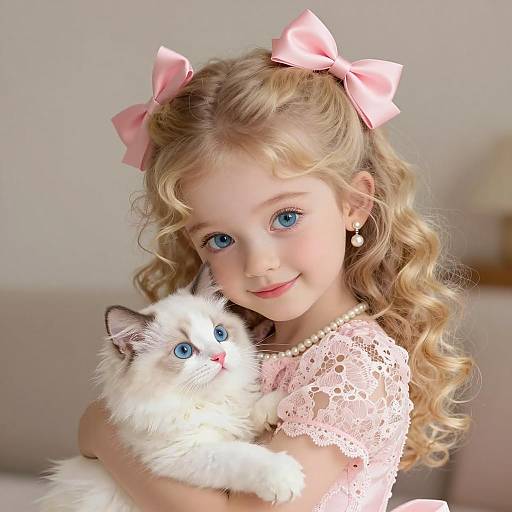 Charming Girl and Kitten Embrace
