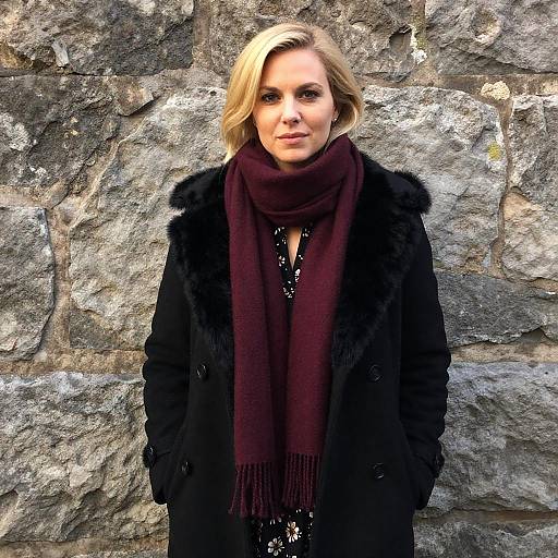 Blonde Woman in Fur-Trim Coat