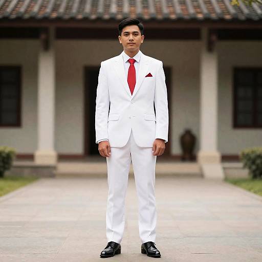 Elegant Bridegroom in White Suit
