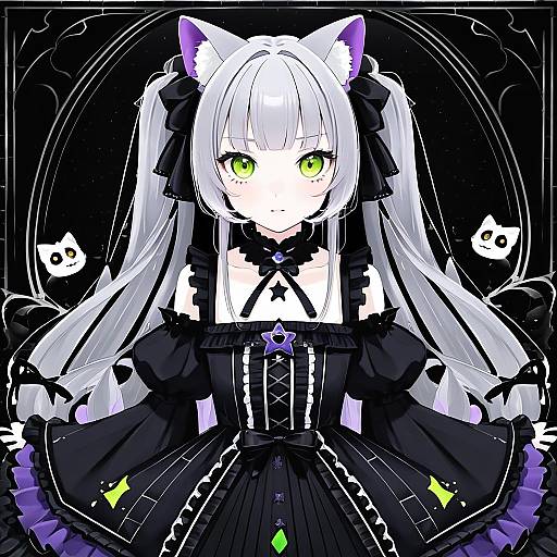 Illustration of Murasaki shion (gothic lolita), hololive in the style of Murata range