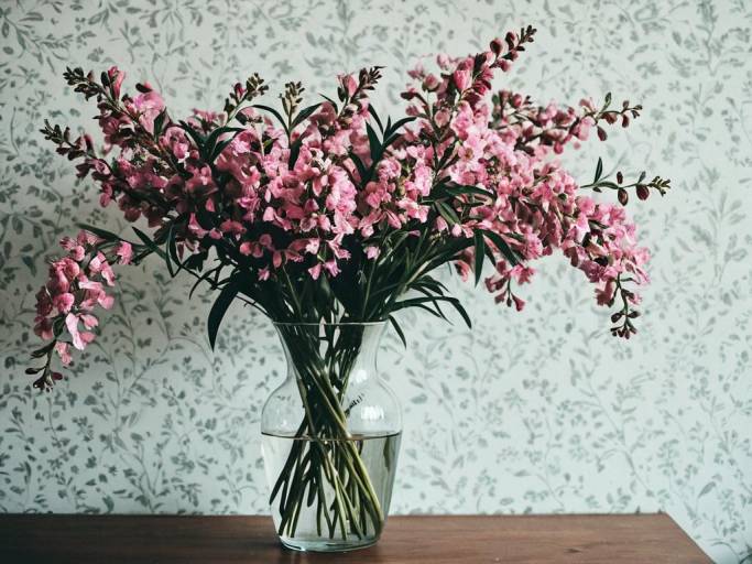 Pink Flower Vase Nature Wallpaper Design
