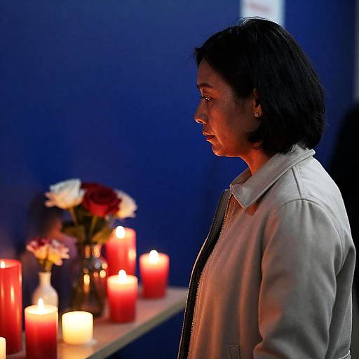 Profile of Woman at Memorial Scene