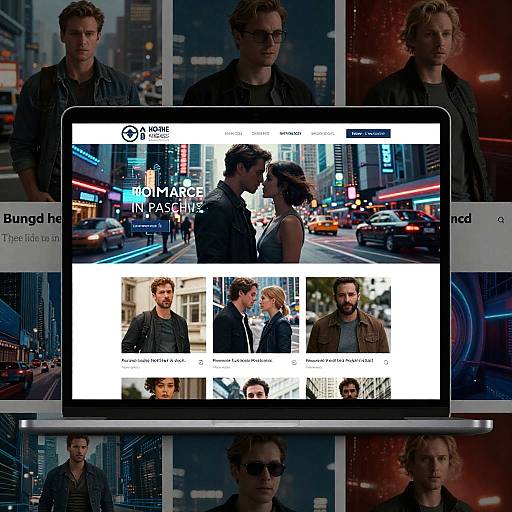 Cinematic Genre Collage Website Mockup