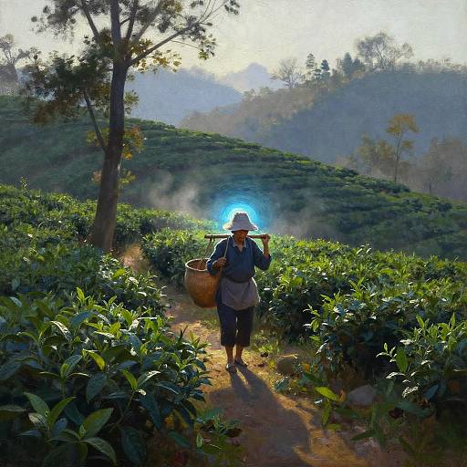 Tranquil Highland Tea Plantation Scene