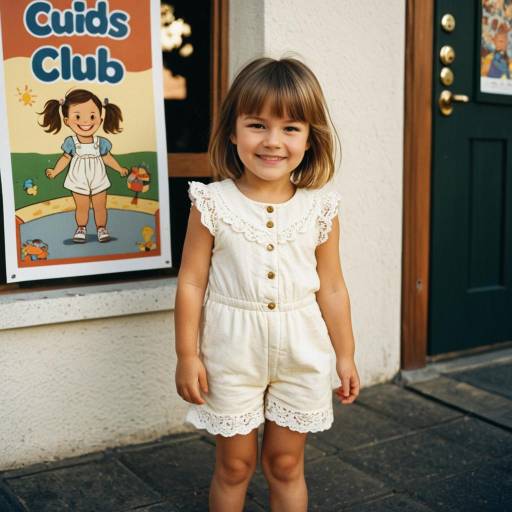 Toddler Girl in Cream Lace Romper Outdoors