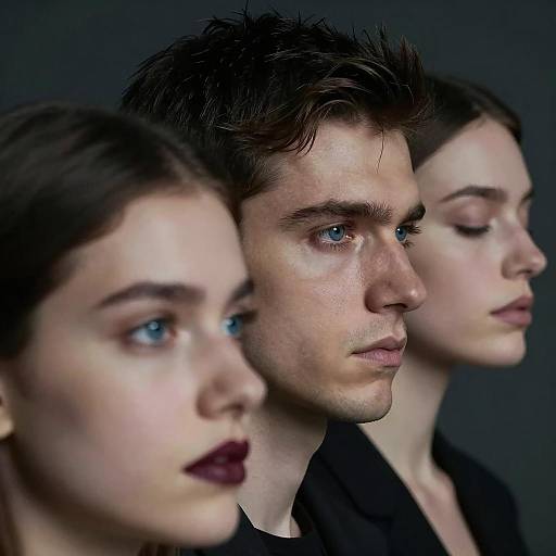 Intense Profiles: Three Faces in Shadows