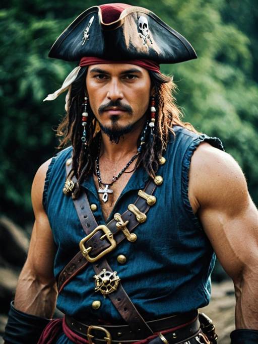 Man in Sleeveless Pirate Costume