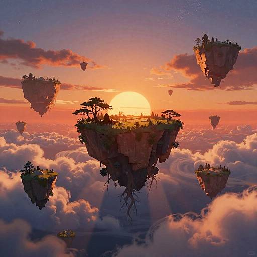 Surreal Dreamscape with Floating Islands