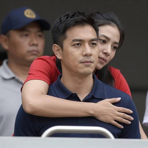 Couple Embracing Against Urban Backdrop