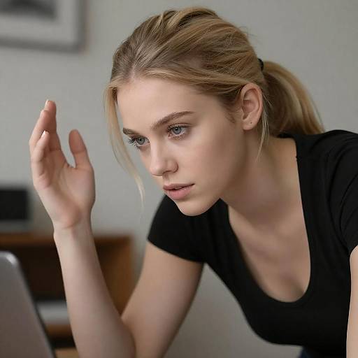 Intense Blonde Woman in Soft Light