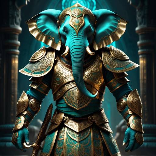 Epic Elephant Warrior in Golden Armor
