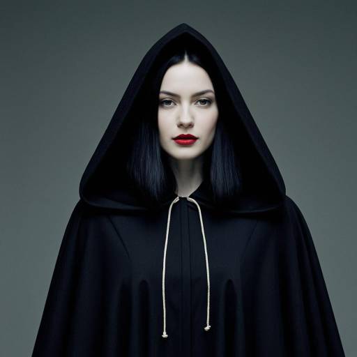 Mysterious woman in black hooded cloak