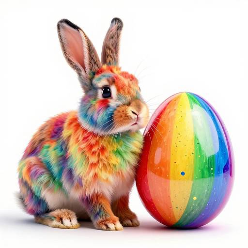 Colorful Rabbit with Vibrant Easter Egg