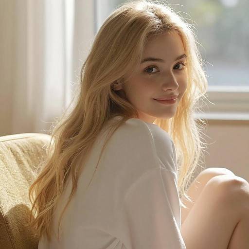 Young Woman on Yellow Chair