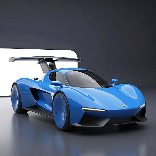 Futuristic Blue Pegasus Flying Car