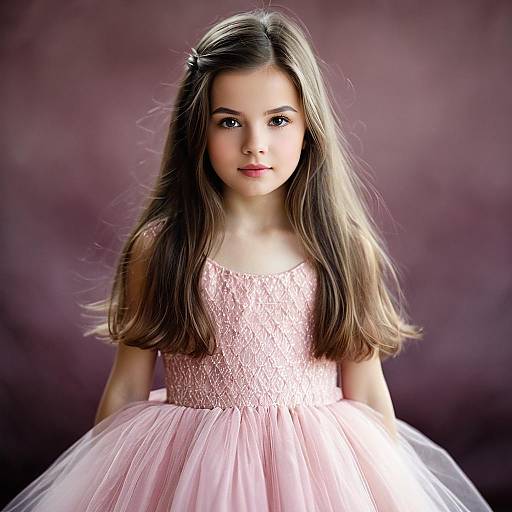 Adorable Girl in Blurry Tulle Dress