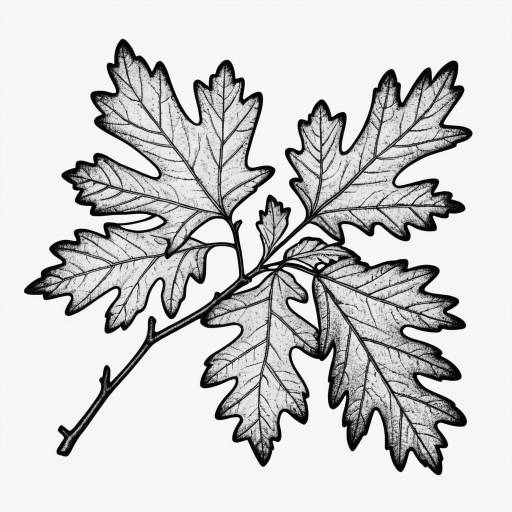 Silver Oak Leaf Line Art