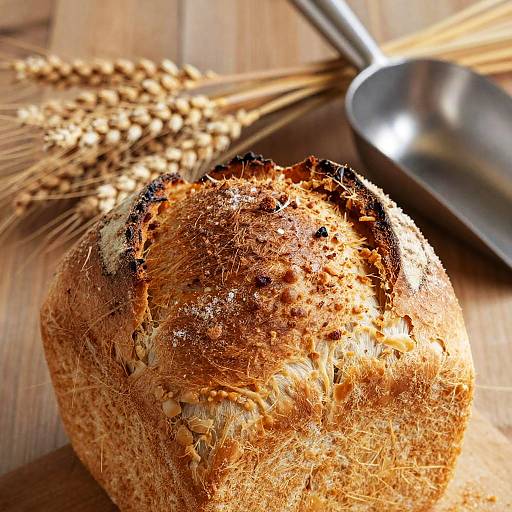 Rustic Bread Loaf with Wheat and Scoop