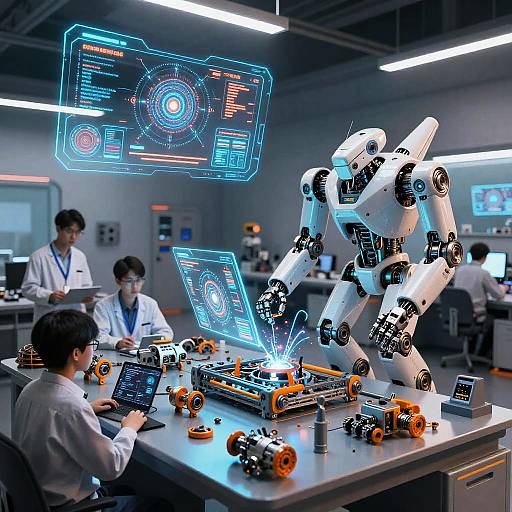 Futuristic Robot Assembly Workshop